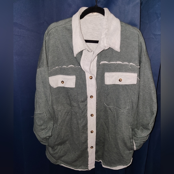 POL Jackets & Blazers - Pol M blue/gray shacket oversized